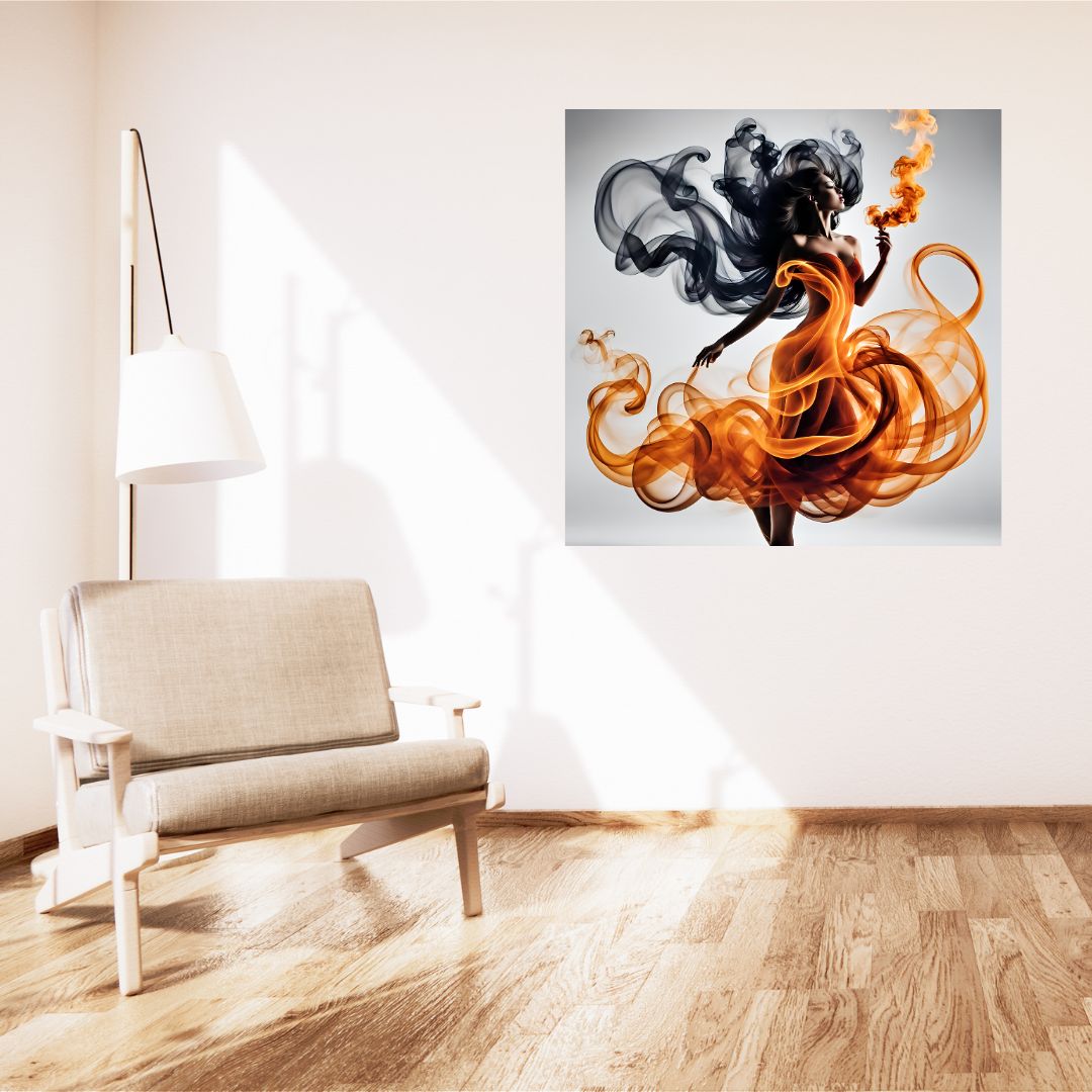 Canva Canvas - Dancer in Flaming Smoke - Artistic Wall Decor Canvas 