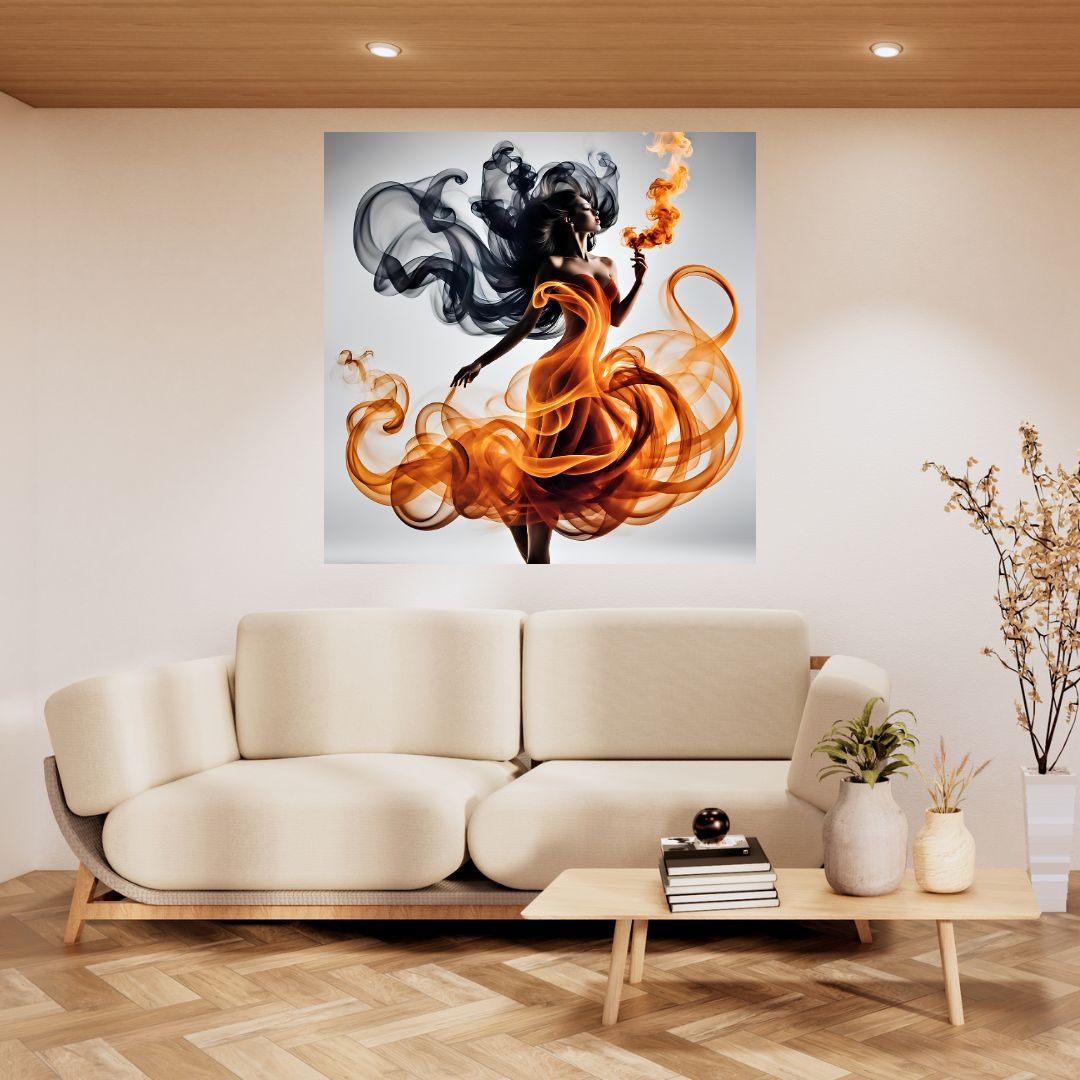 Canva Canvas - Dancer in Flaming Smoke - Artistic Wall Decor Canvas 