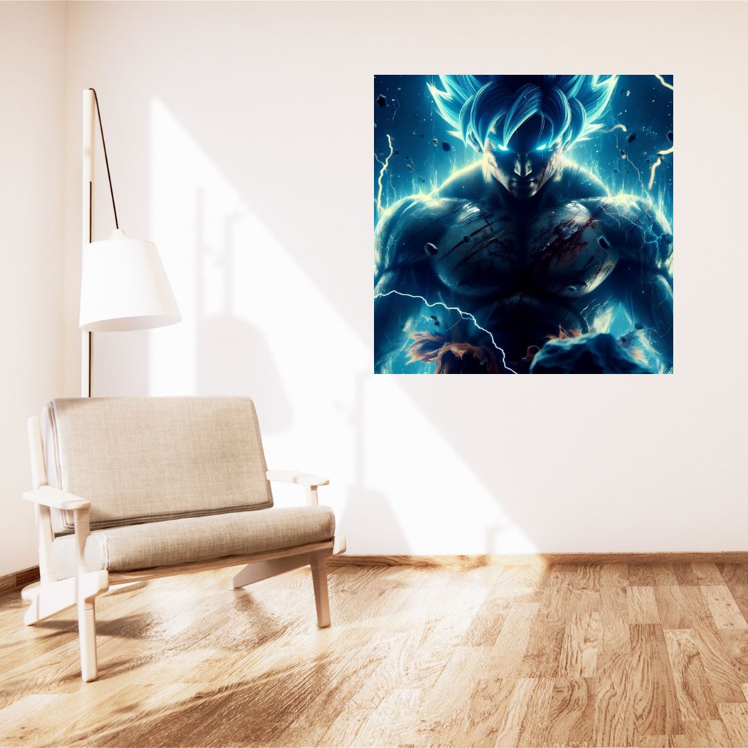 Plexiglas Painting - Blue Energy Warrior - Powerful Wall Decoration Canvas 