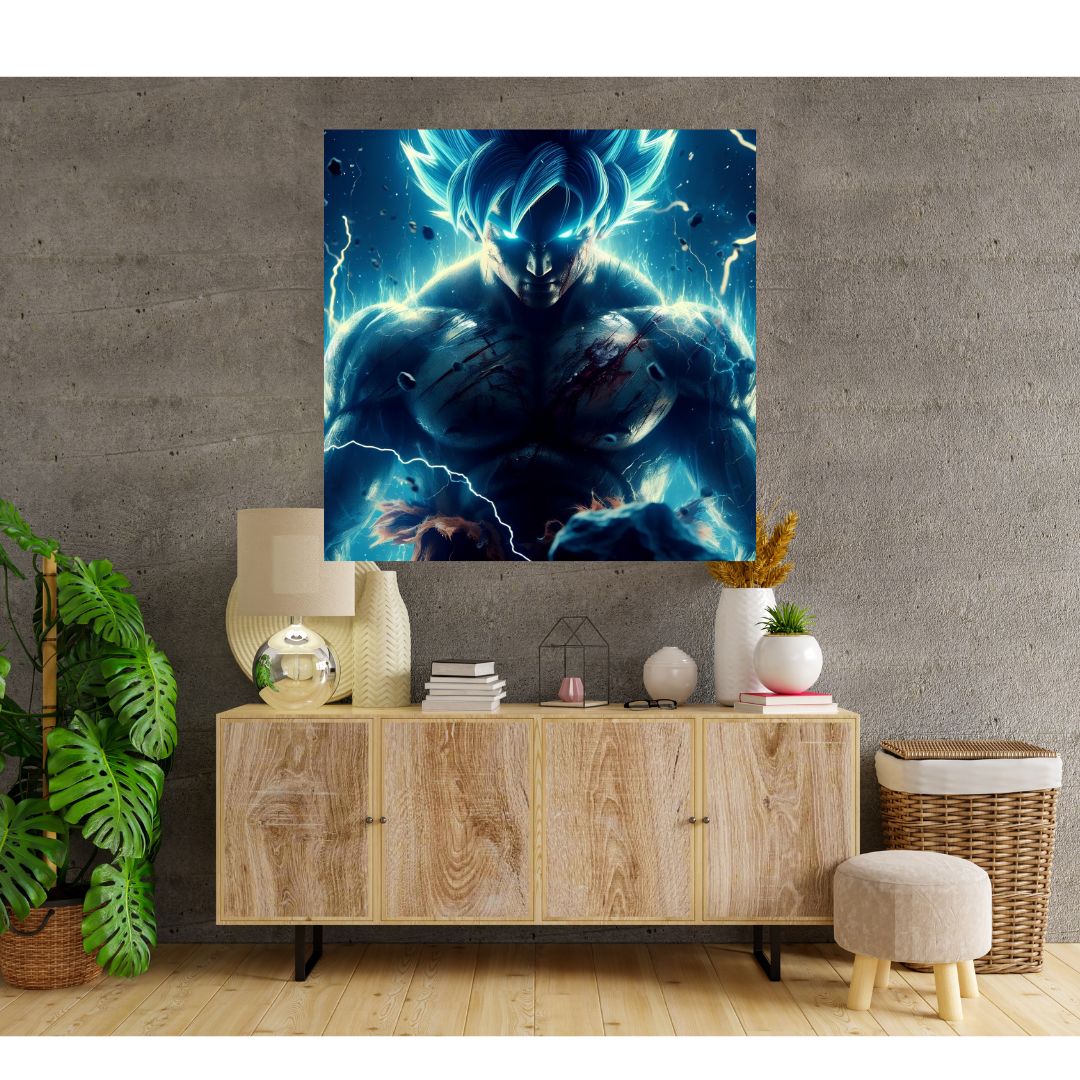 Plexiglas Painting - Blue Energy Warrior - Powerful Wall Decoration Canvas 