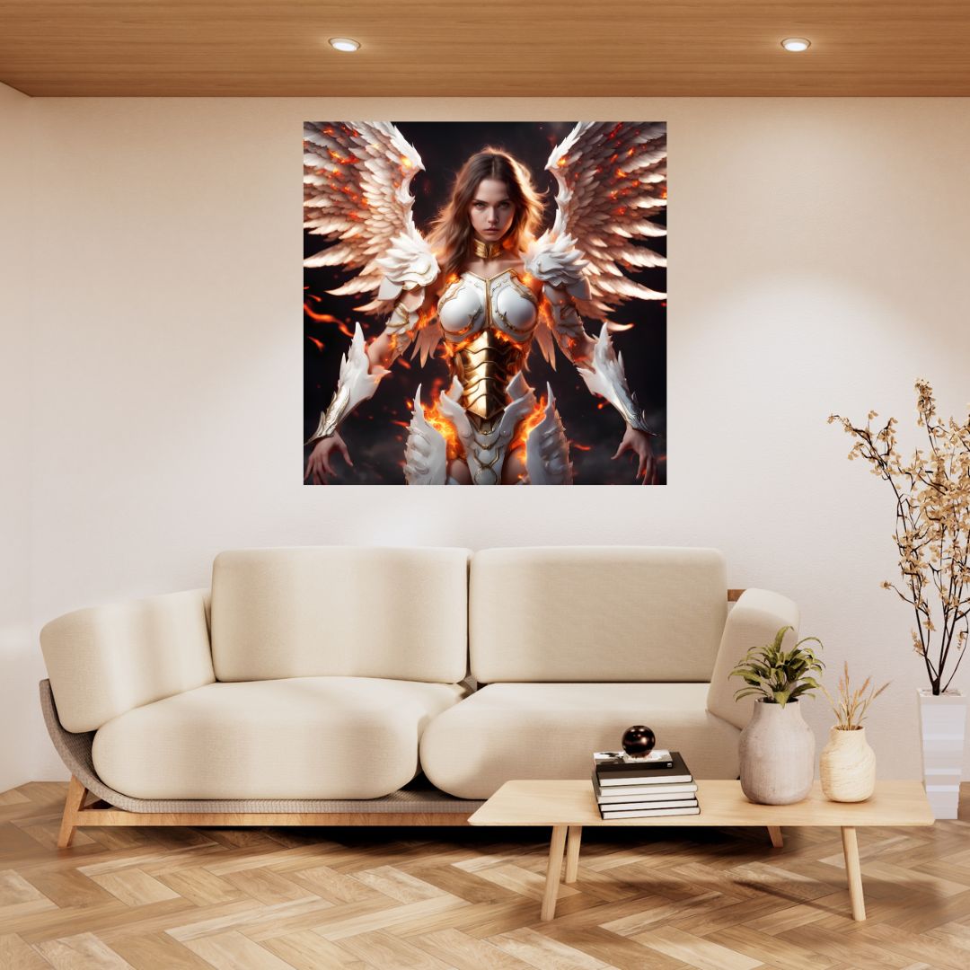 Flaming Ascension Poster: Angel of Fire Canvas