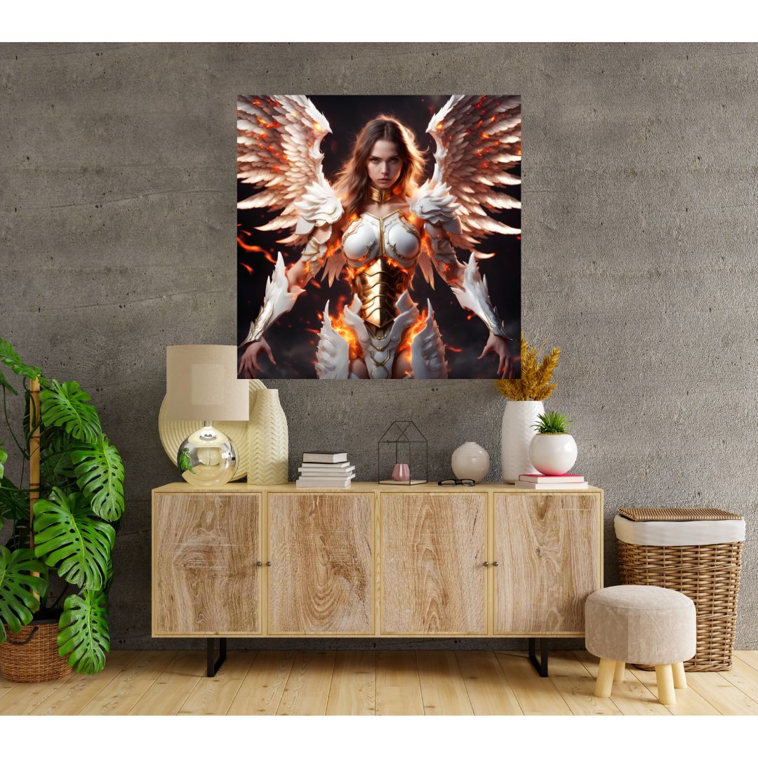 Flaming Ascension Poster: Angel of Fire Canvas