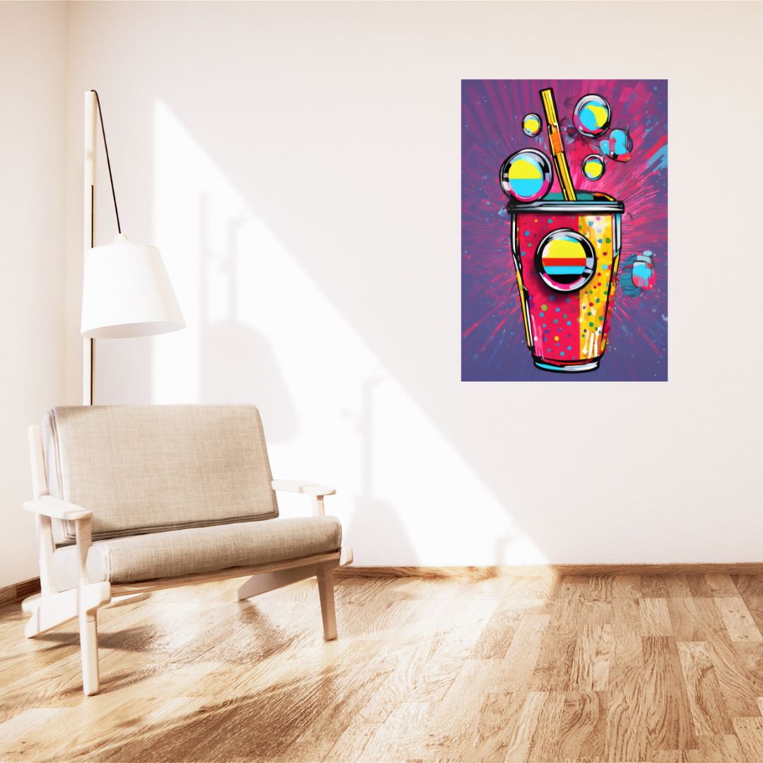 Pop Art Flavor Explosion Poster: Vibrant Drink Canvas