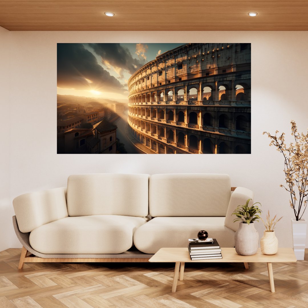 Roman Twilight Poster - Colosseum Painting