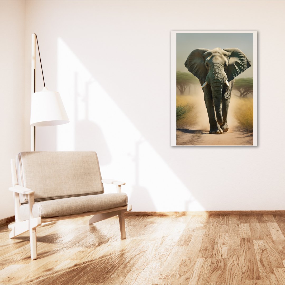 Elephant in the Savannah Poster