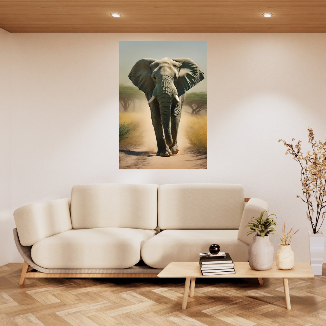 Elephant in the Savannah Poster