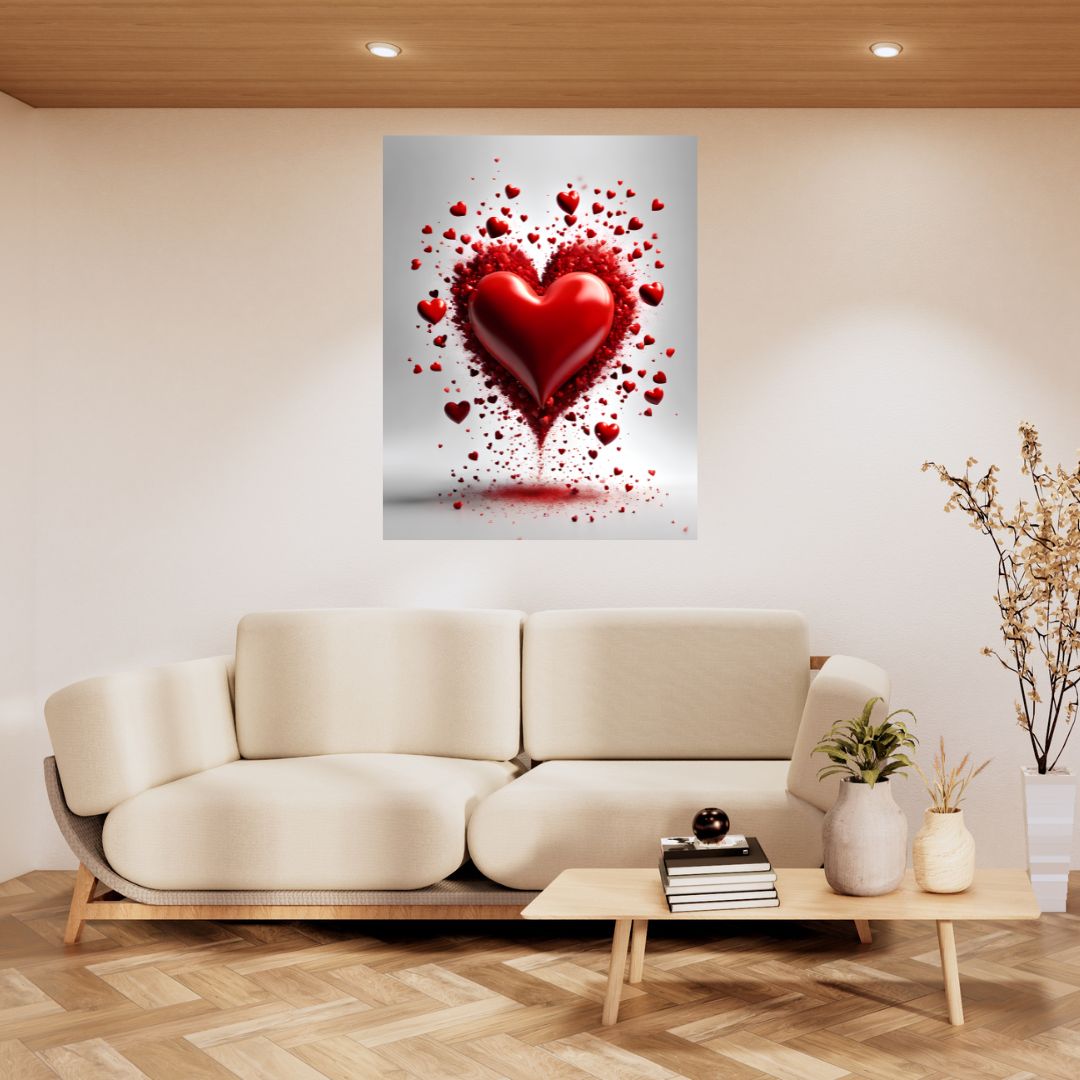 Passion Heart Canvas Poster: Explosion of Love in Wall Decoration