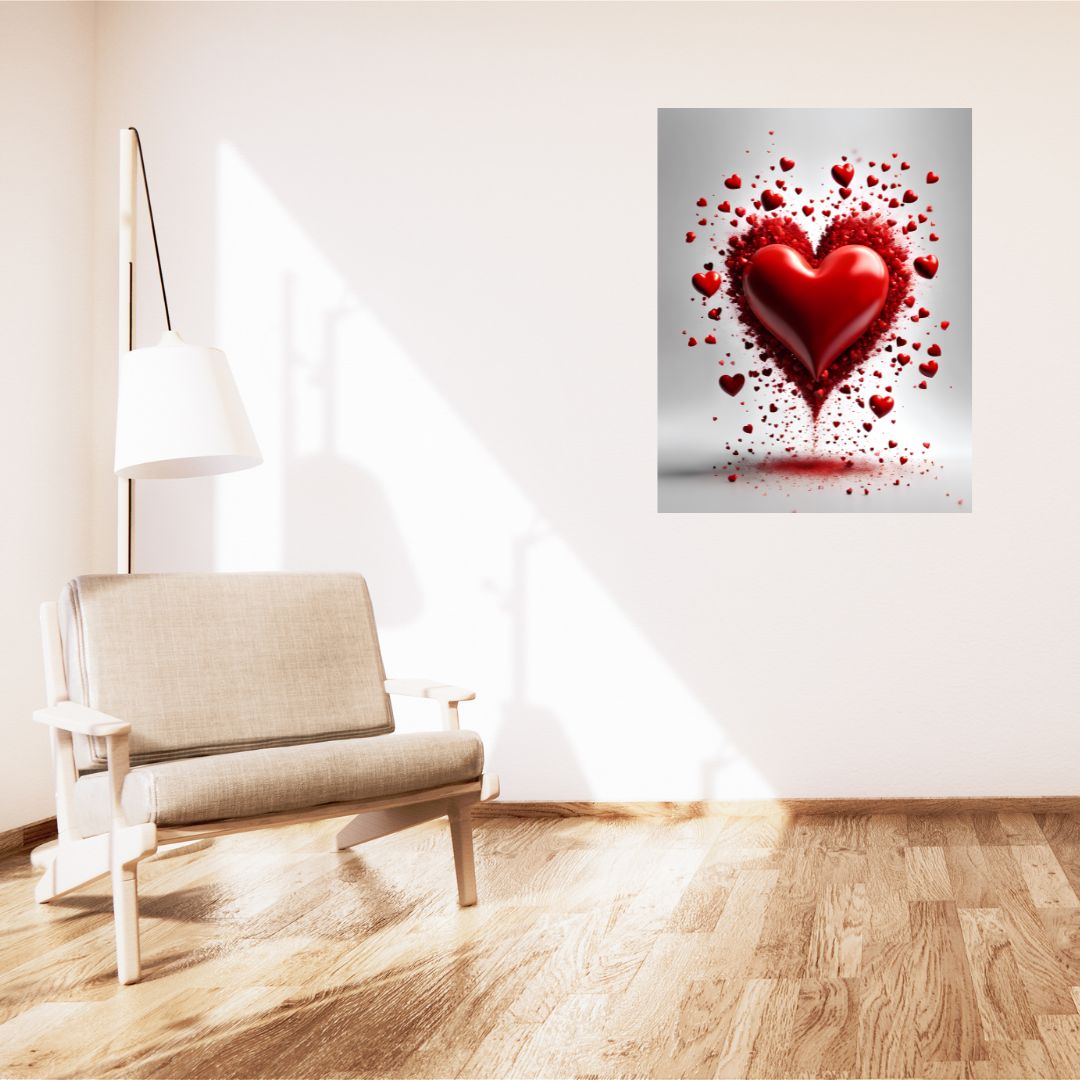 Passion Heart Canvas Poster: Explosion of Love in Wall Decoration