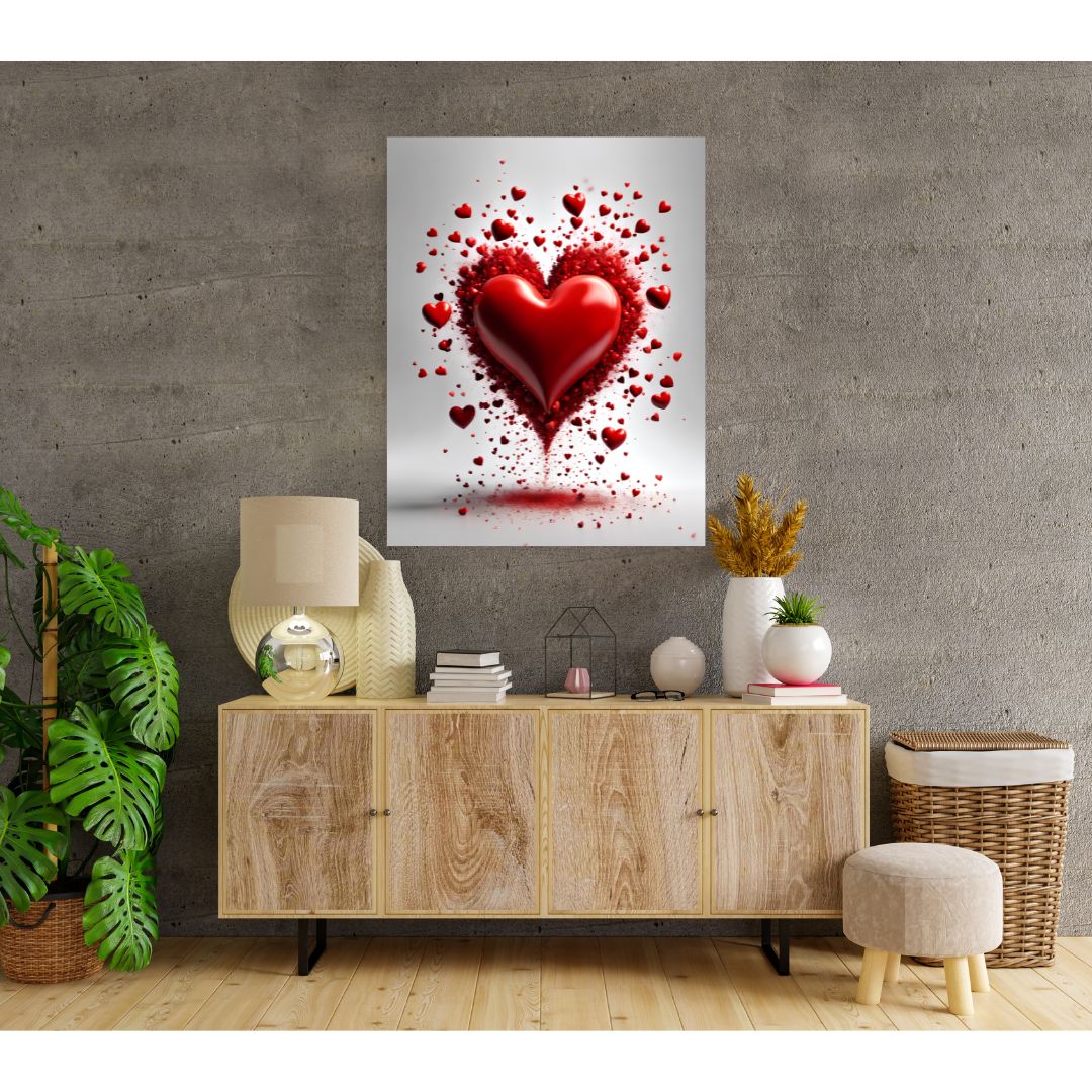 Passion Heart Canvas Poster: Explosion of Love in Wall Decoration