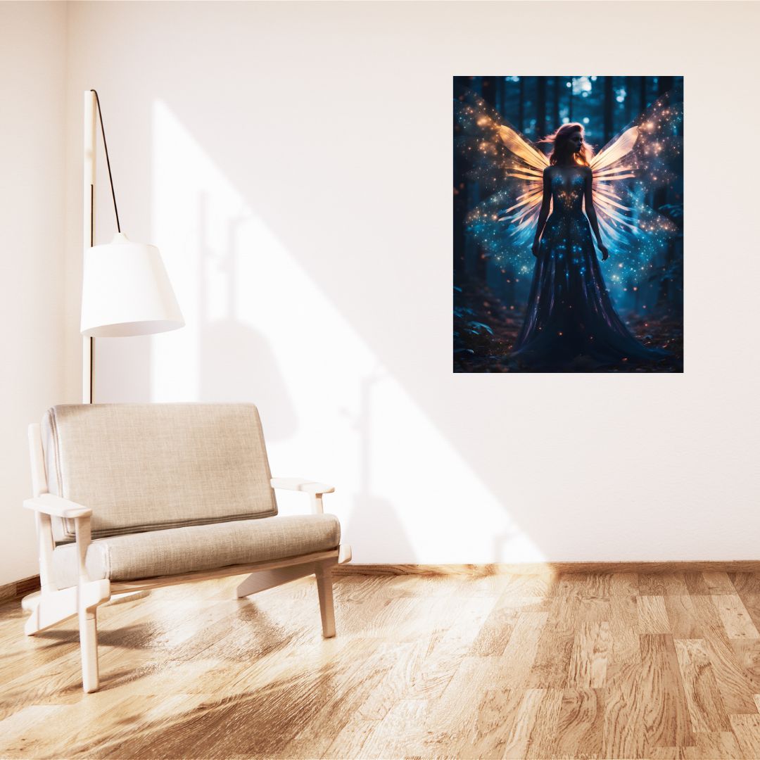 Mystical Evening Poster: Luminous Fairy Canvas in the Forest at Dusk