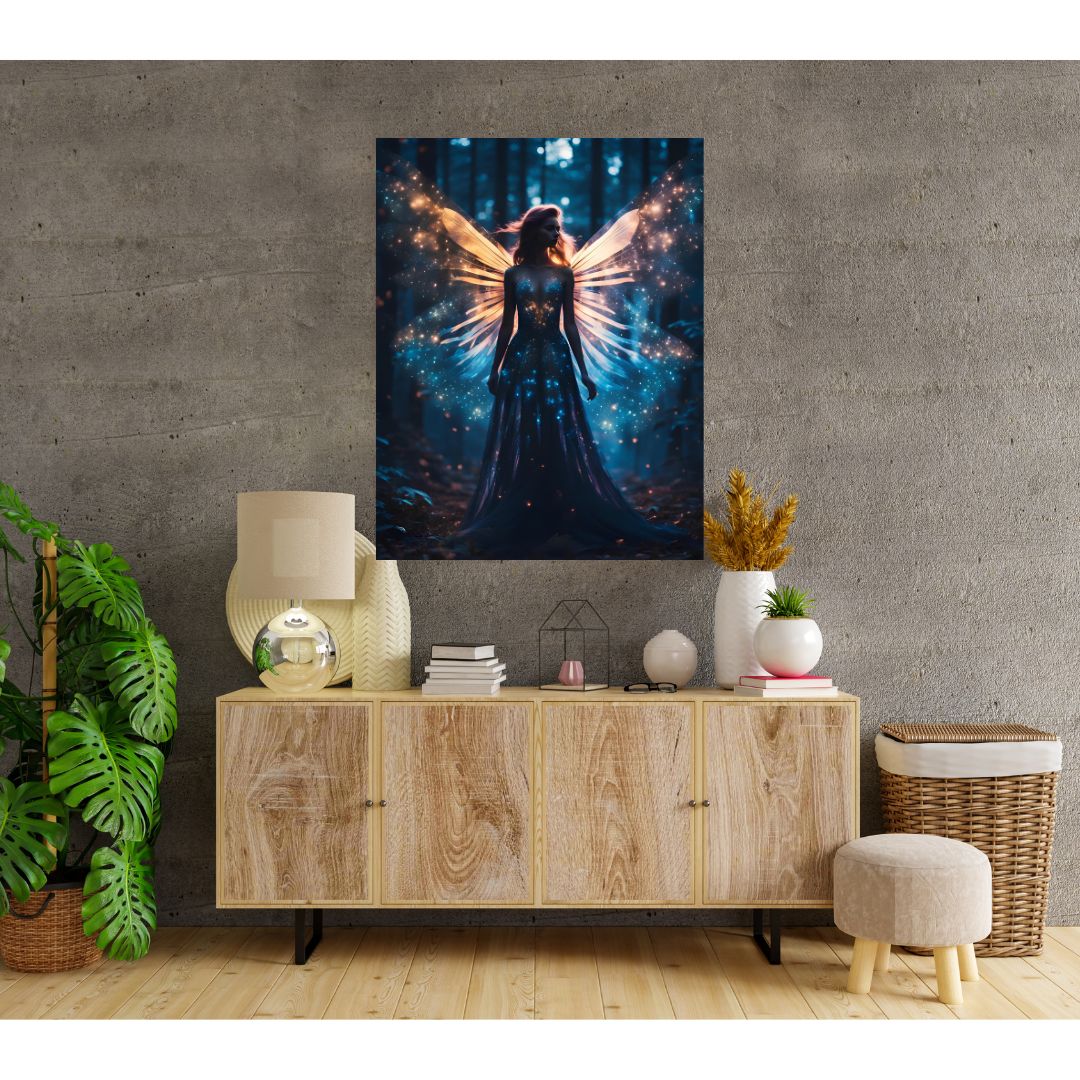 Mystical Evening Poster: Luminous Fairy Canvas in the Forest at Dusk