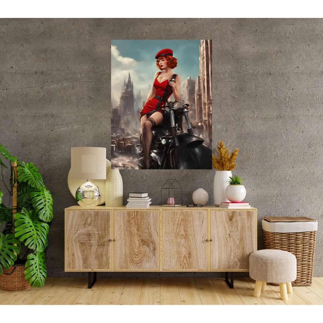 Poster Tableau Élégance Rebelle : Femme Dieselpunk