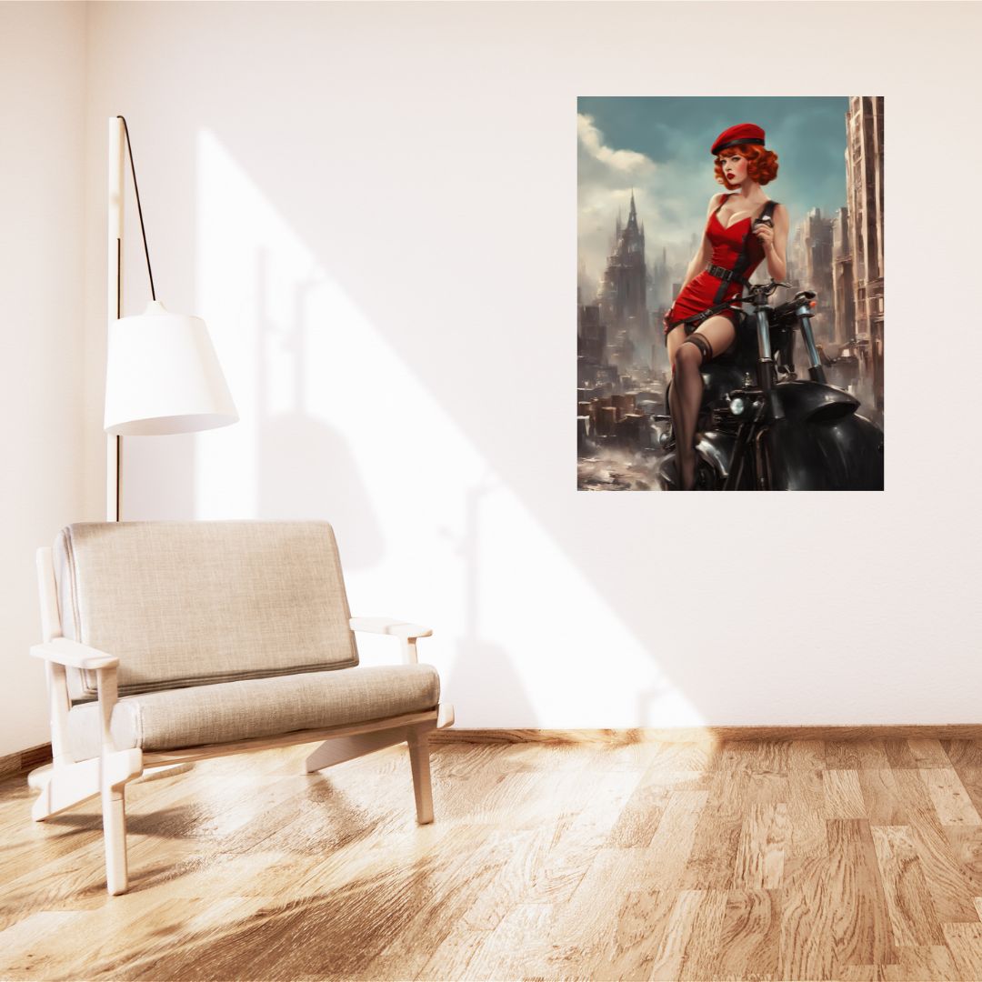 Poster Tableau Élégance Rebelle : Femme Dieselpunk