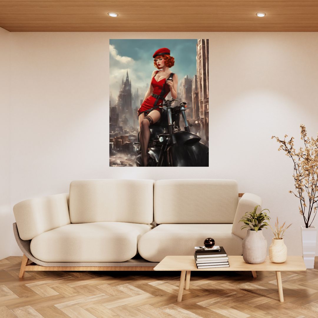 Poster Tableau Élégance Rebelle : Femme Dieselpunk