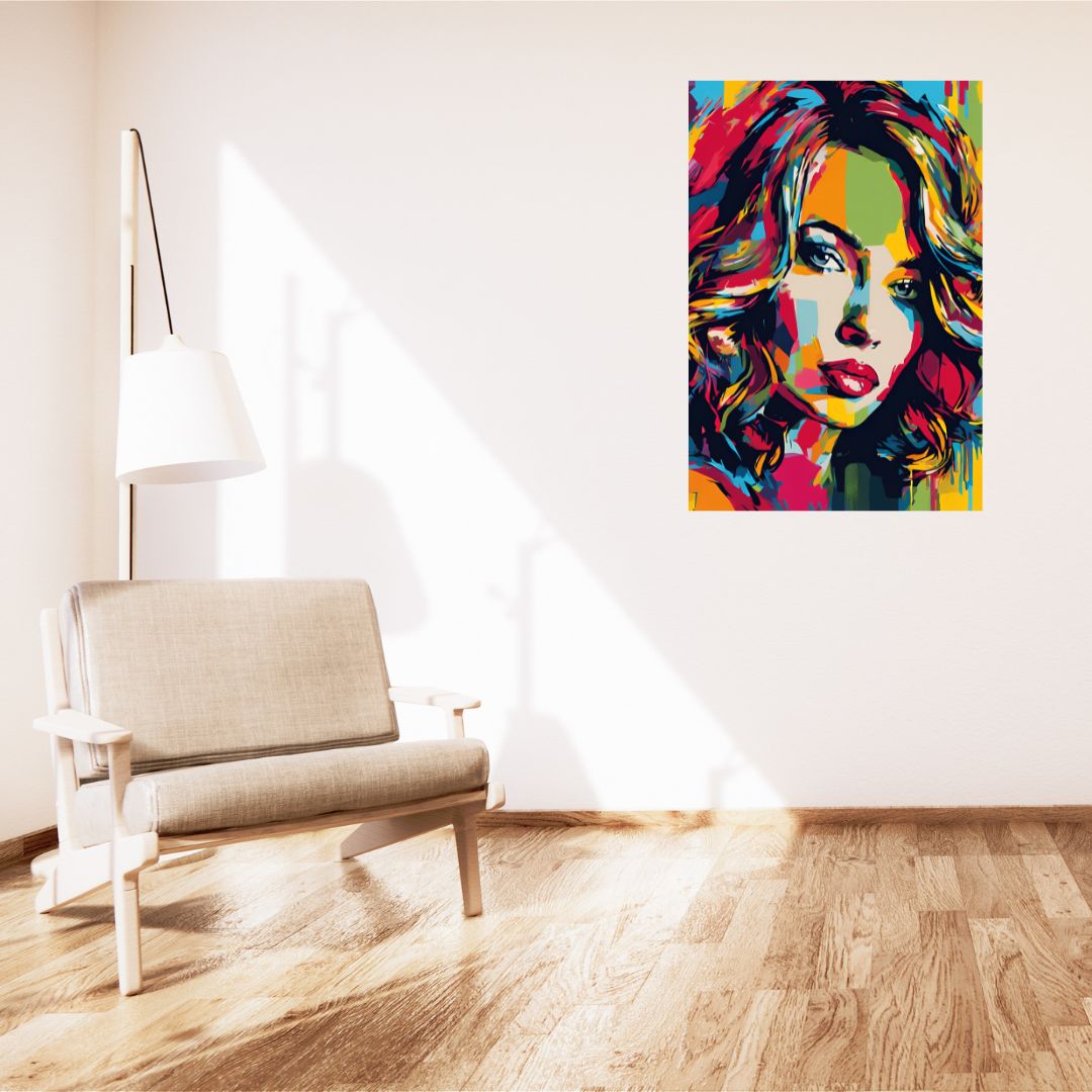 Poster Portrait Pop Art Femme : Explosion de Couleurs et d'Expression