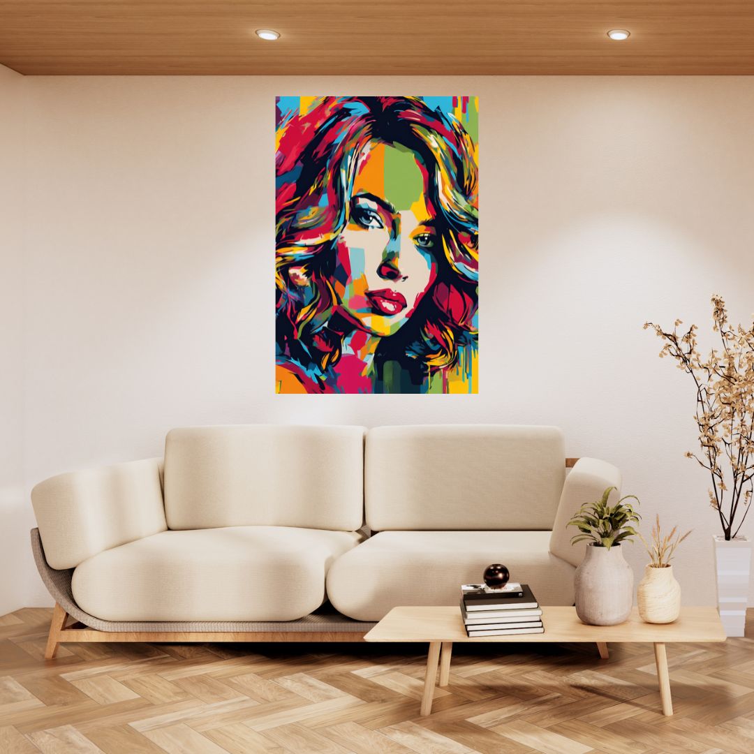 Poster Portrait Pop Art Femme : Explosion de Couleurs et d'Expression