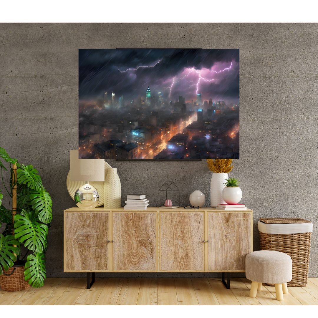 Urban Storm Poster: Electrical Flashes Over the Metropolis