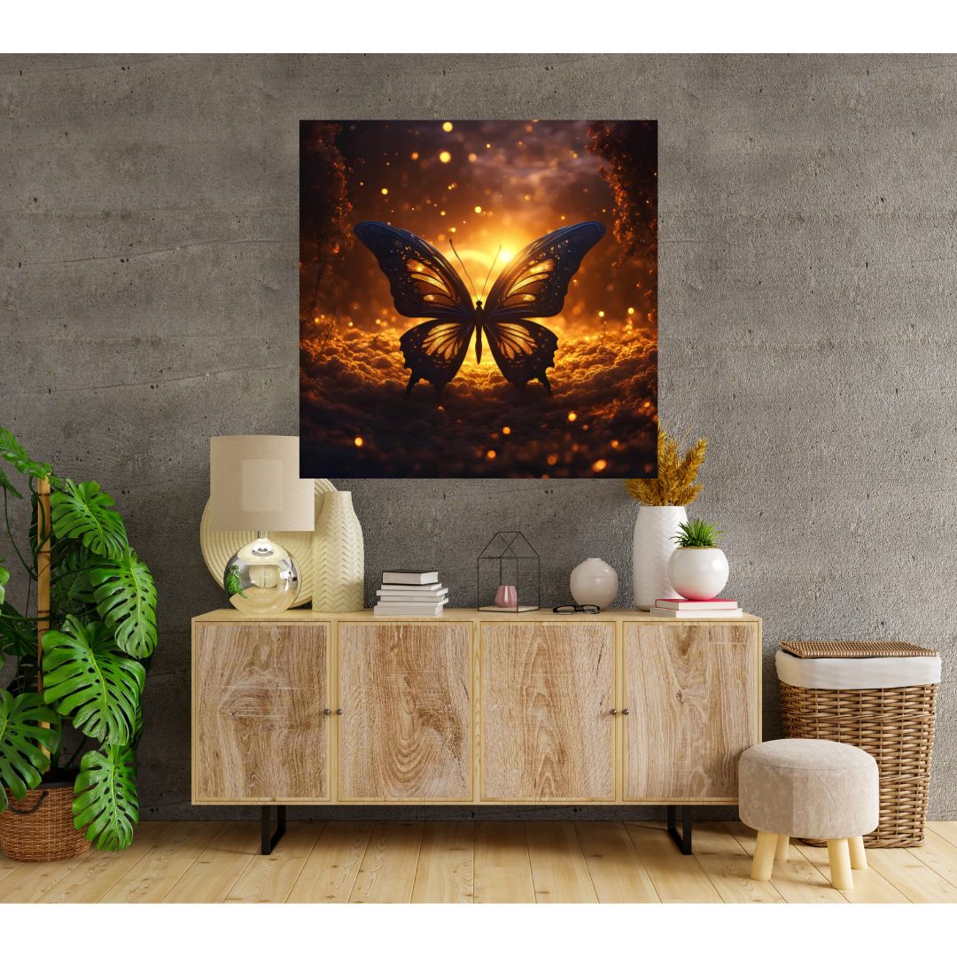 Poster Tableau Éclat Enchanté : Papillon Mystique sous une Lumière Féerique