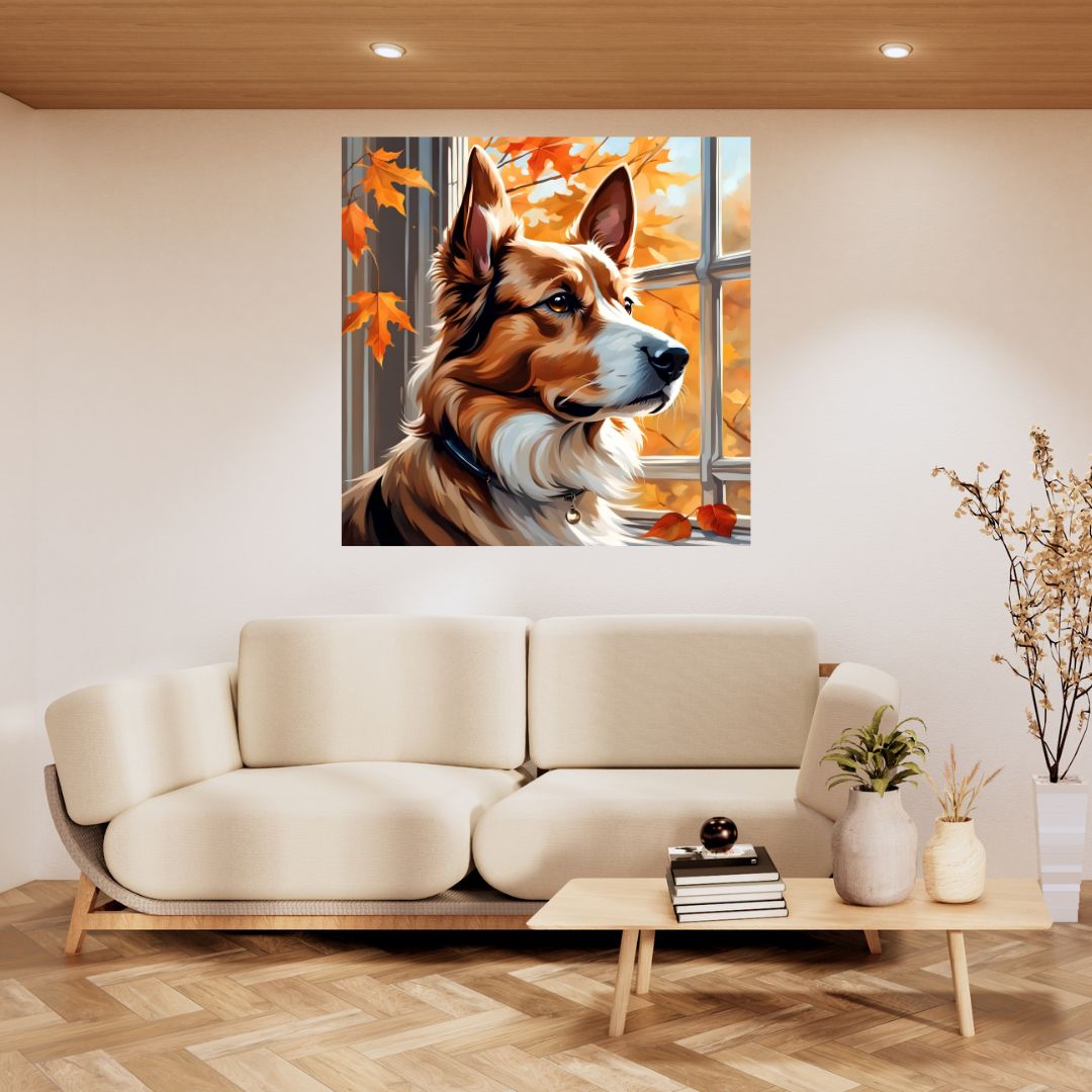 Autumn Reflection Poster - Timeless Canine Elegance as Wall Decor