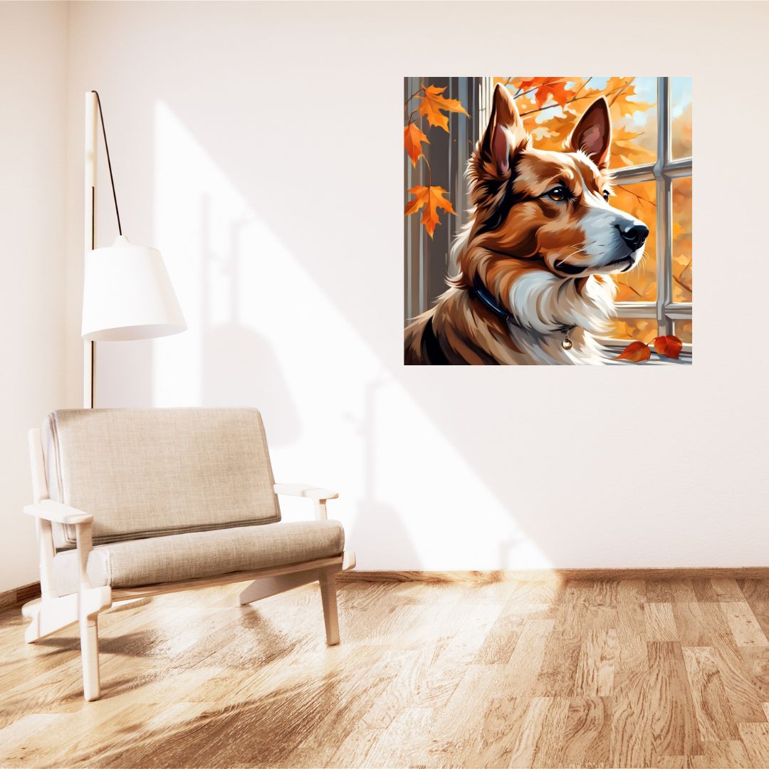 Autumn Reflection Poster - Timeless Canine Elegance as Wall Decor