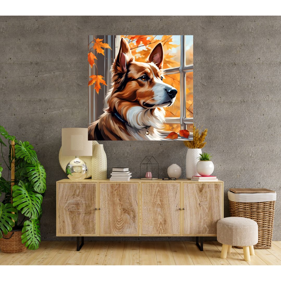 Póster Reflejo de Otoño - Elegancia canina atemporal en la decoración de paredes