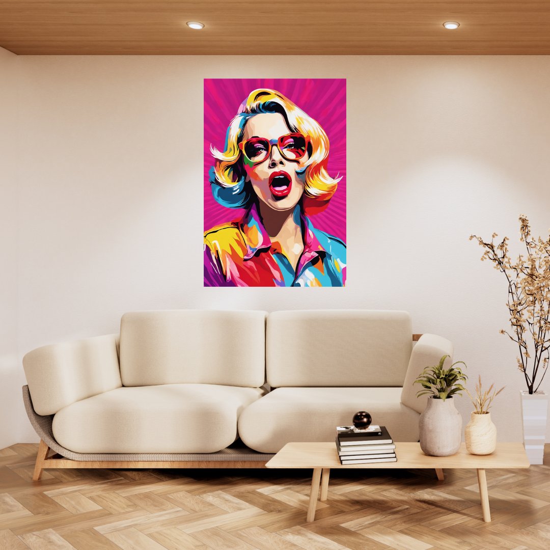 Poster Toile Pop Art Femme - Explosion de Couleurs Vintage