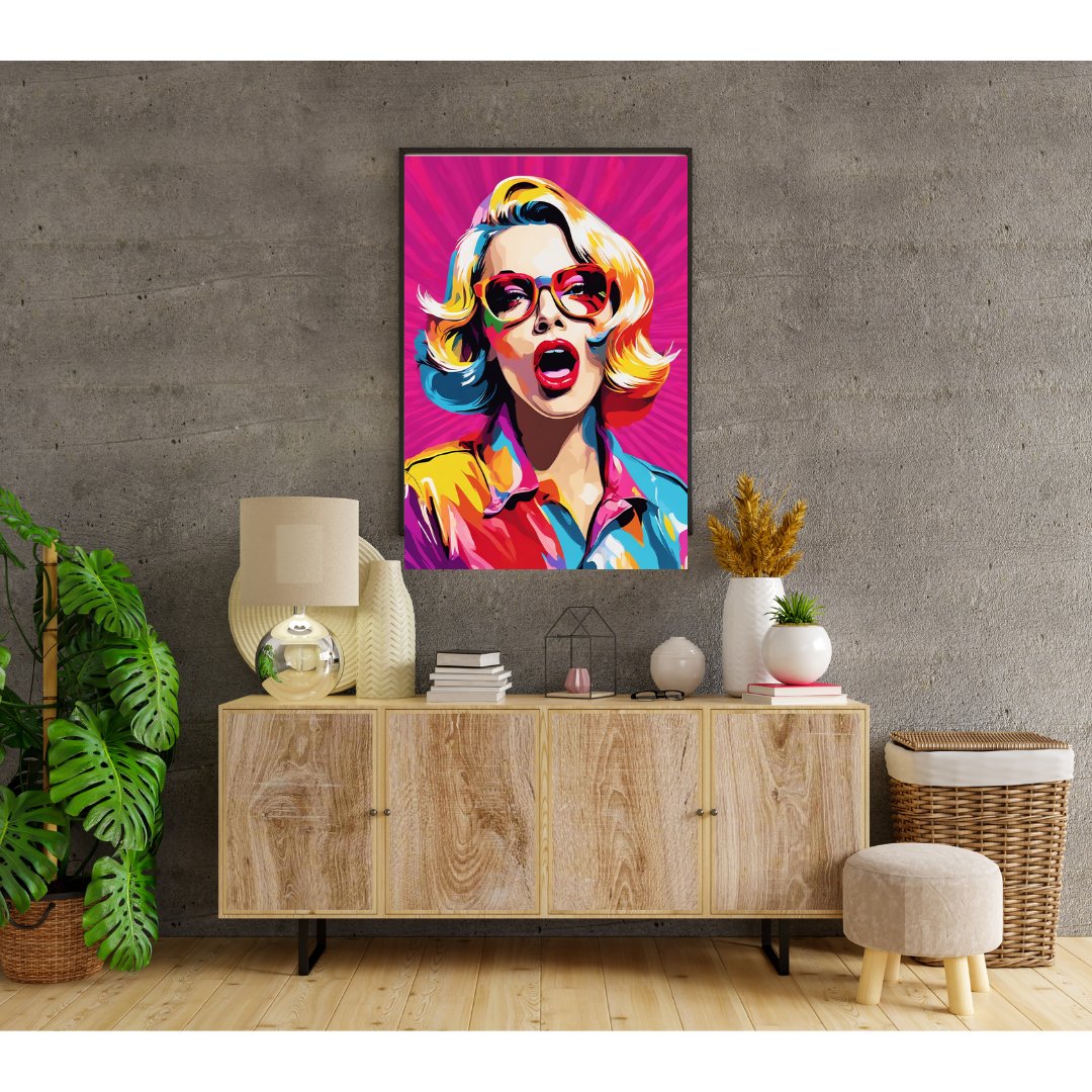 Poster Toile Pop Art Femme - Explosion de Couleurs Vintage