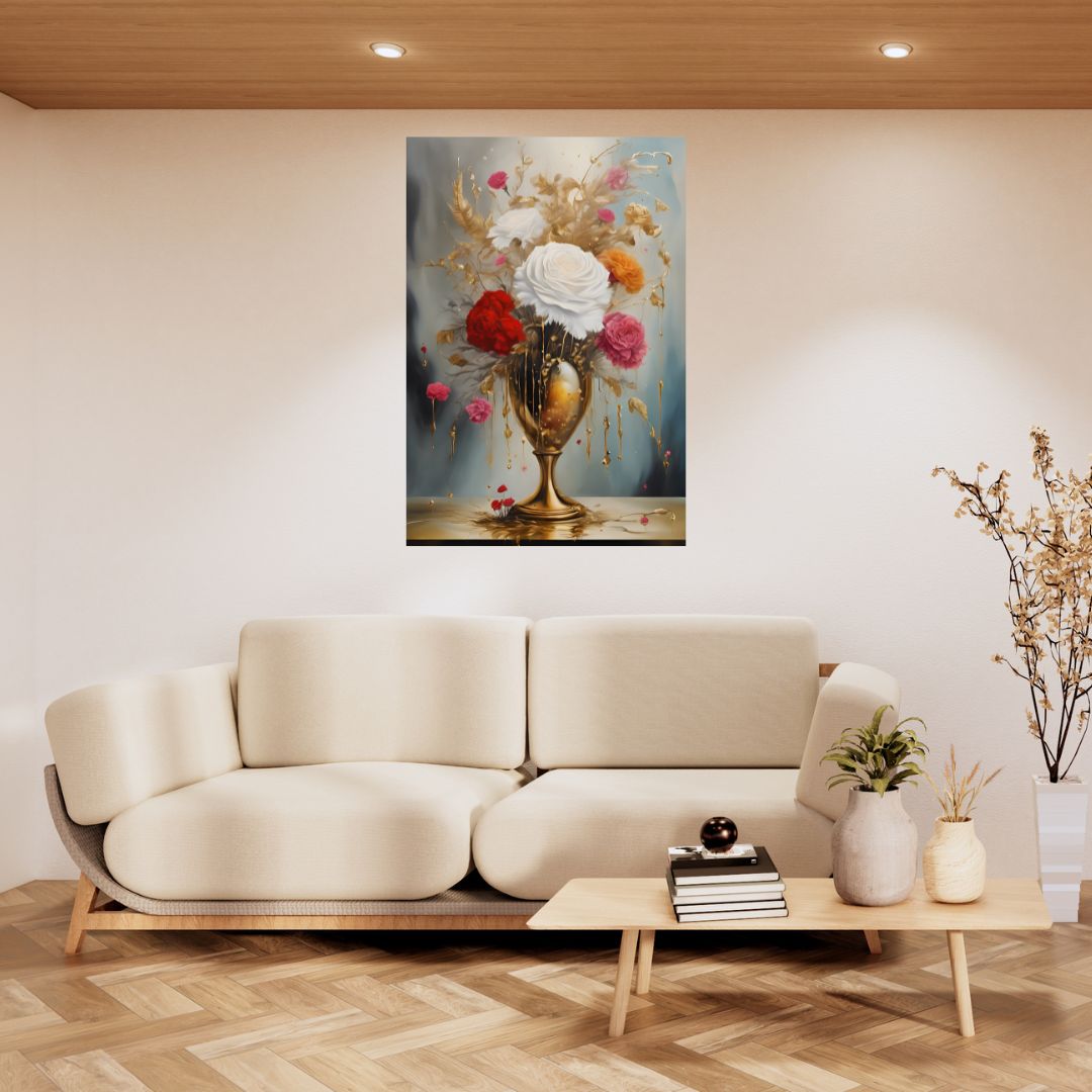 Floral Splendor Poster: Magical Bouquet in a Golden Vase