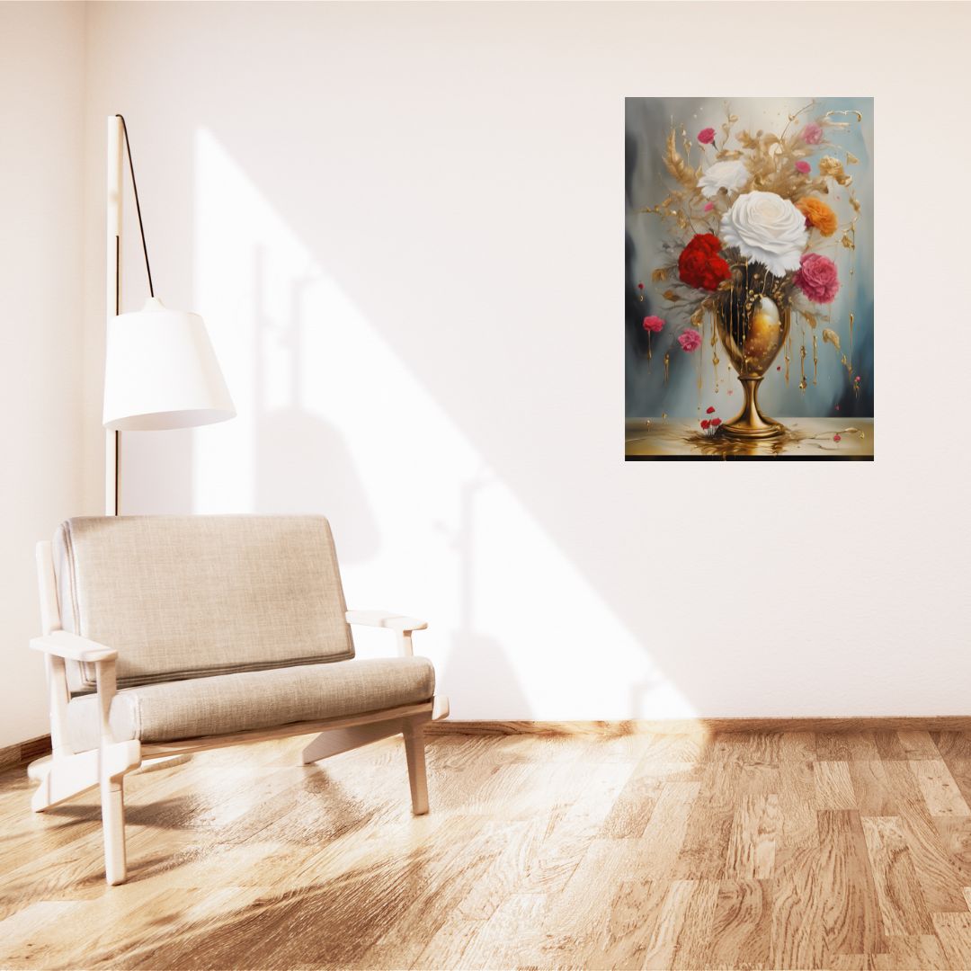 Floral Splendor Poster: Magical Bouquet in a Golden Vase