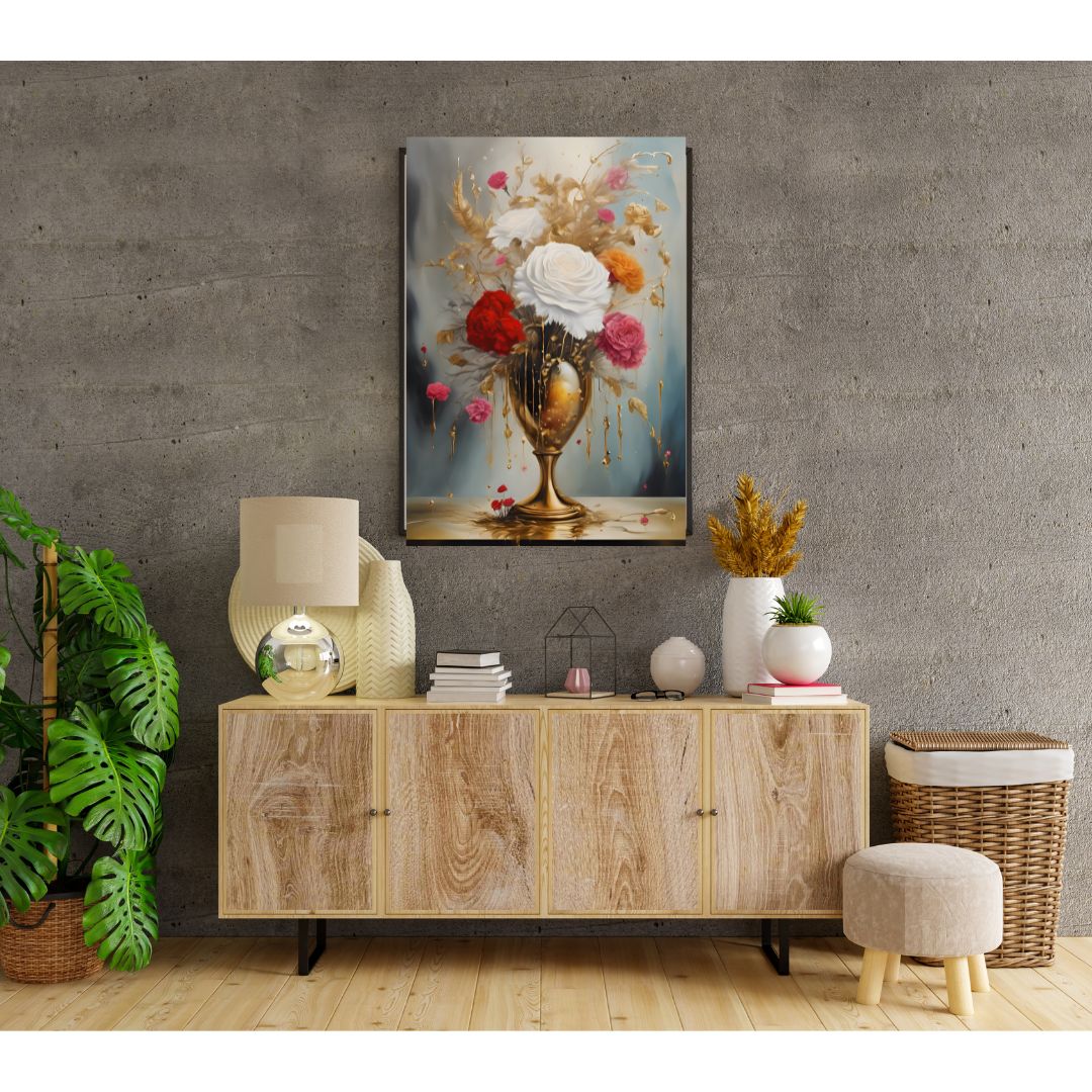 Floral Splendor Poster: Magical Bouquet in a Golden Vase