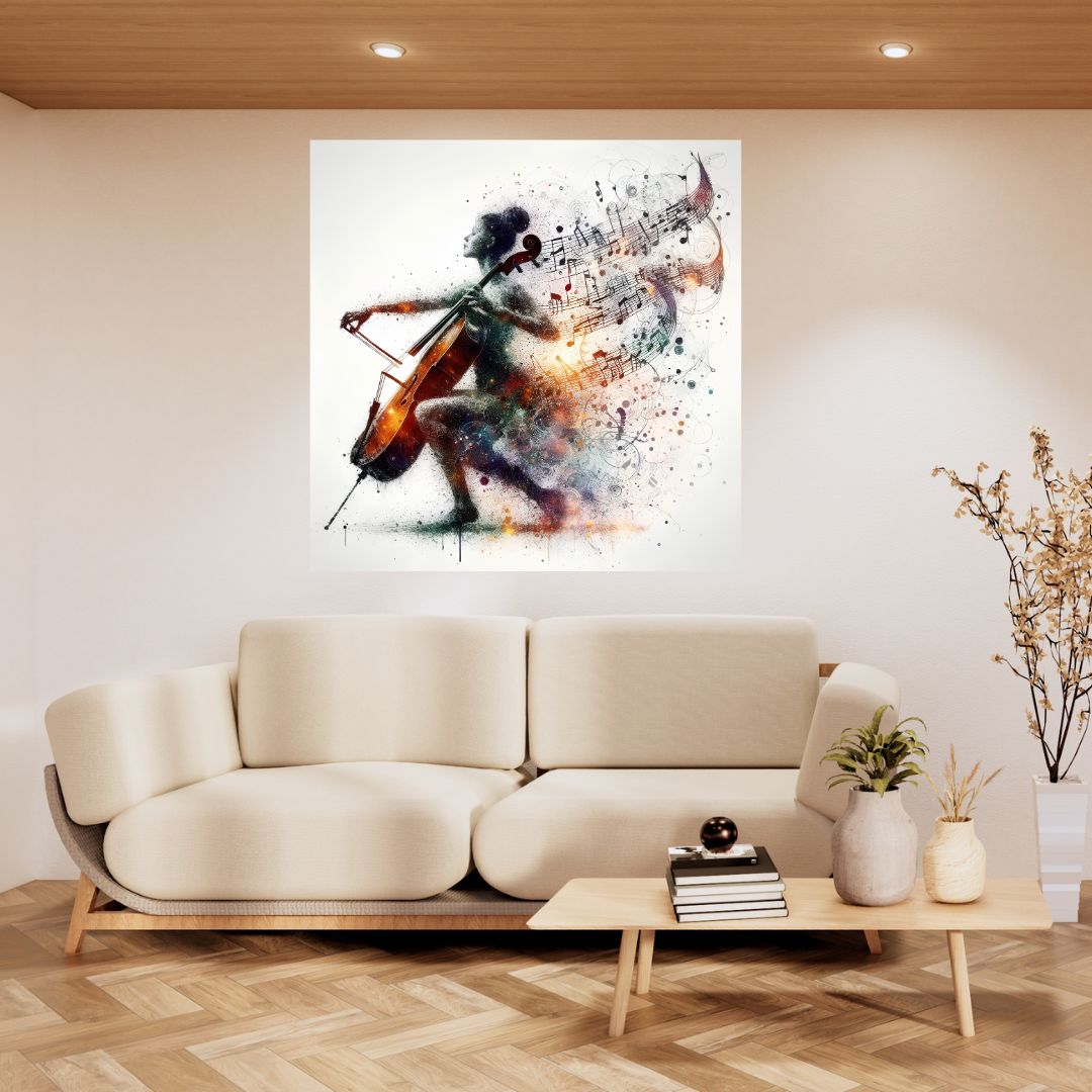 Visual Symphony Poster: Double Bass and Harmony Canvas