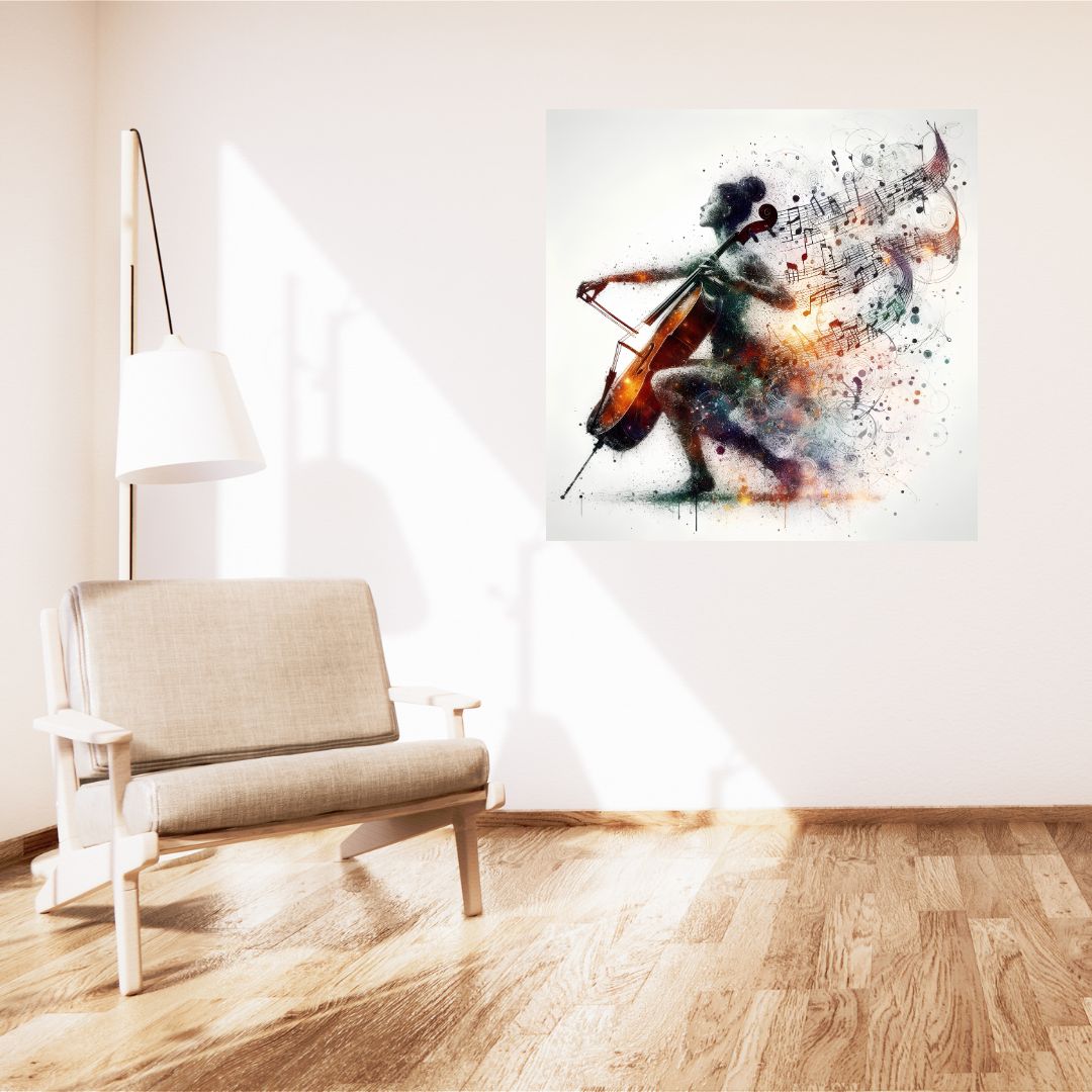 Visual Symphony Poster: Double Bass and Harmony Canvas