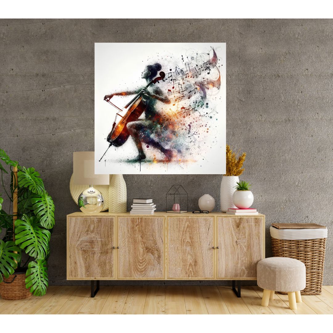 Visual Symphony Poster: Double Bass and Harmony Canvas