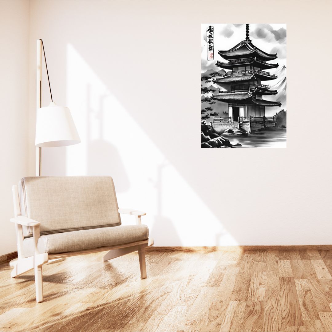 Millennial Serenity Poster: Traditional Chinese Pagoda Canvas