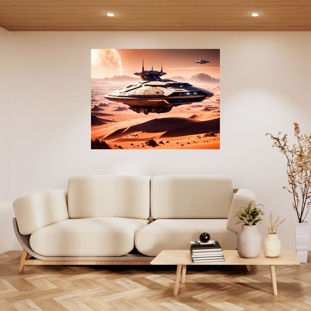 Intergalactic Outpost Poster: Spaceship on Mars Canvas