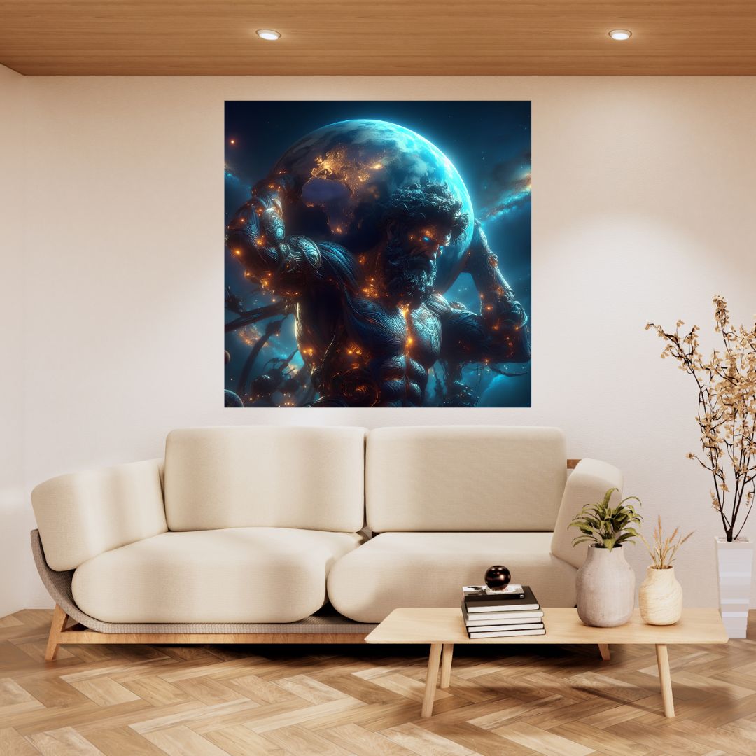 Cosmic Atlas Poster: Luminous Canvas of the Earth Carried by Zeus