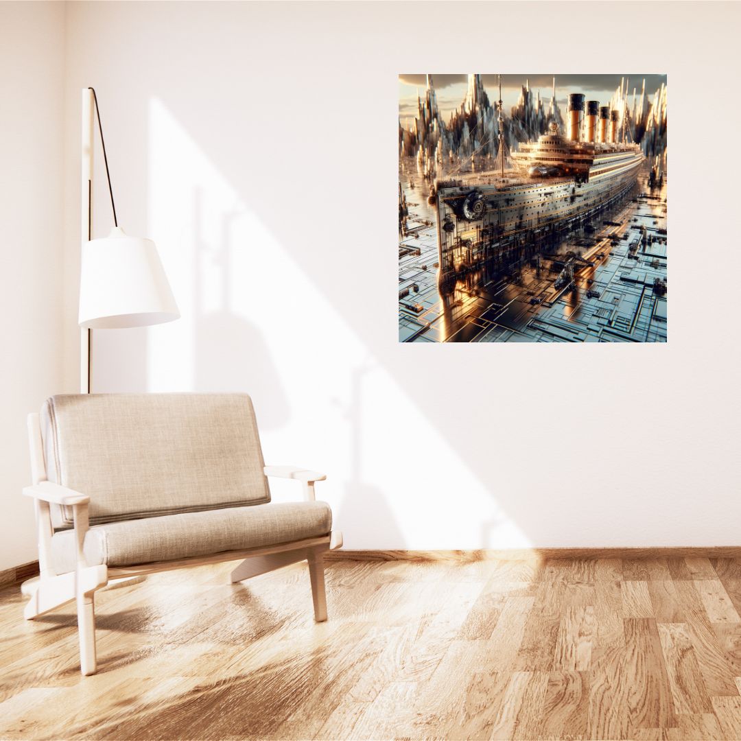 Modern Futuristic Ship Canvas Poster - Original Futuristic Painting 