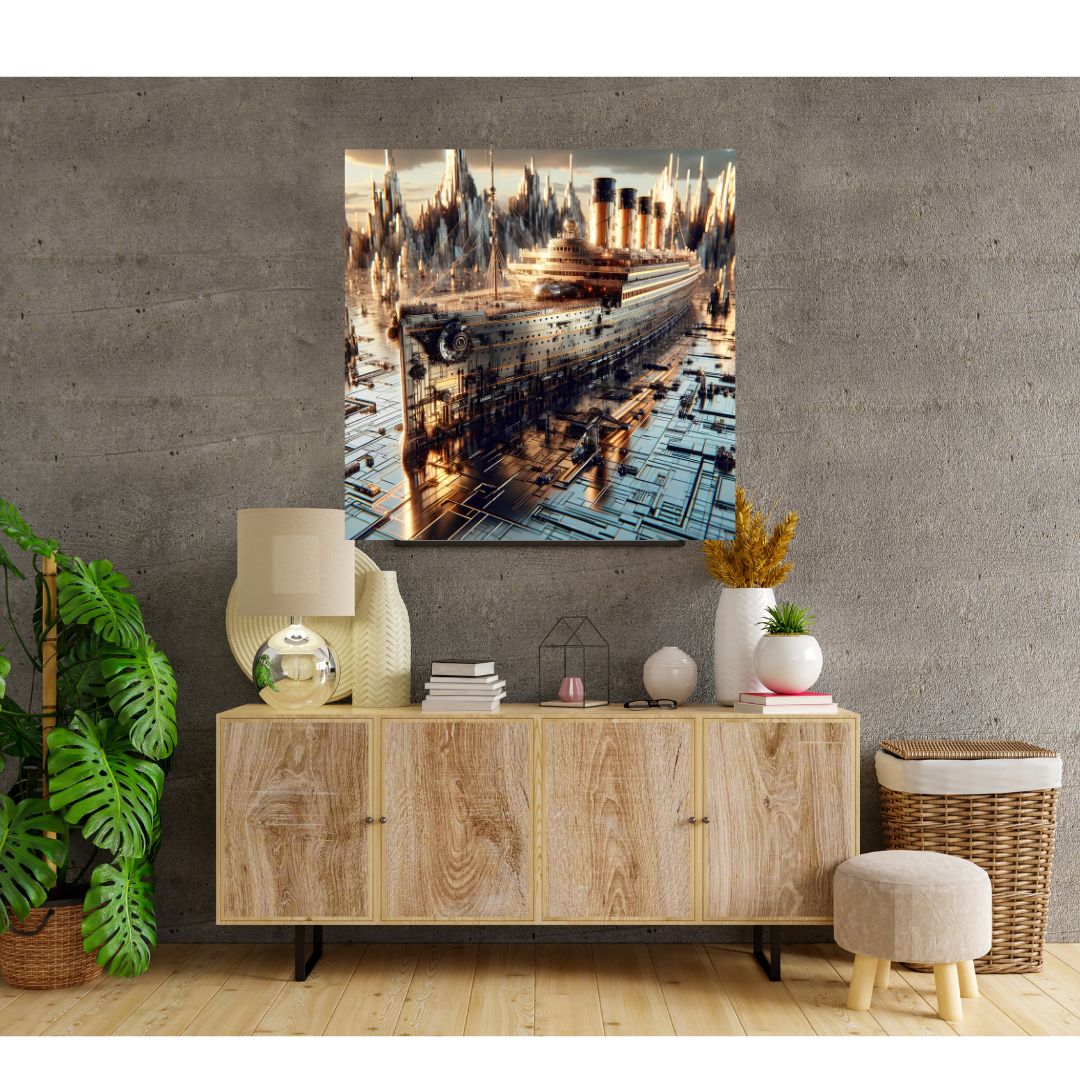 Modern Futuristic Ship Canvas Poster - Original Futuristic Painting 