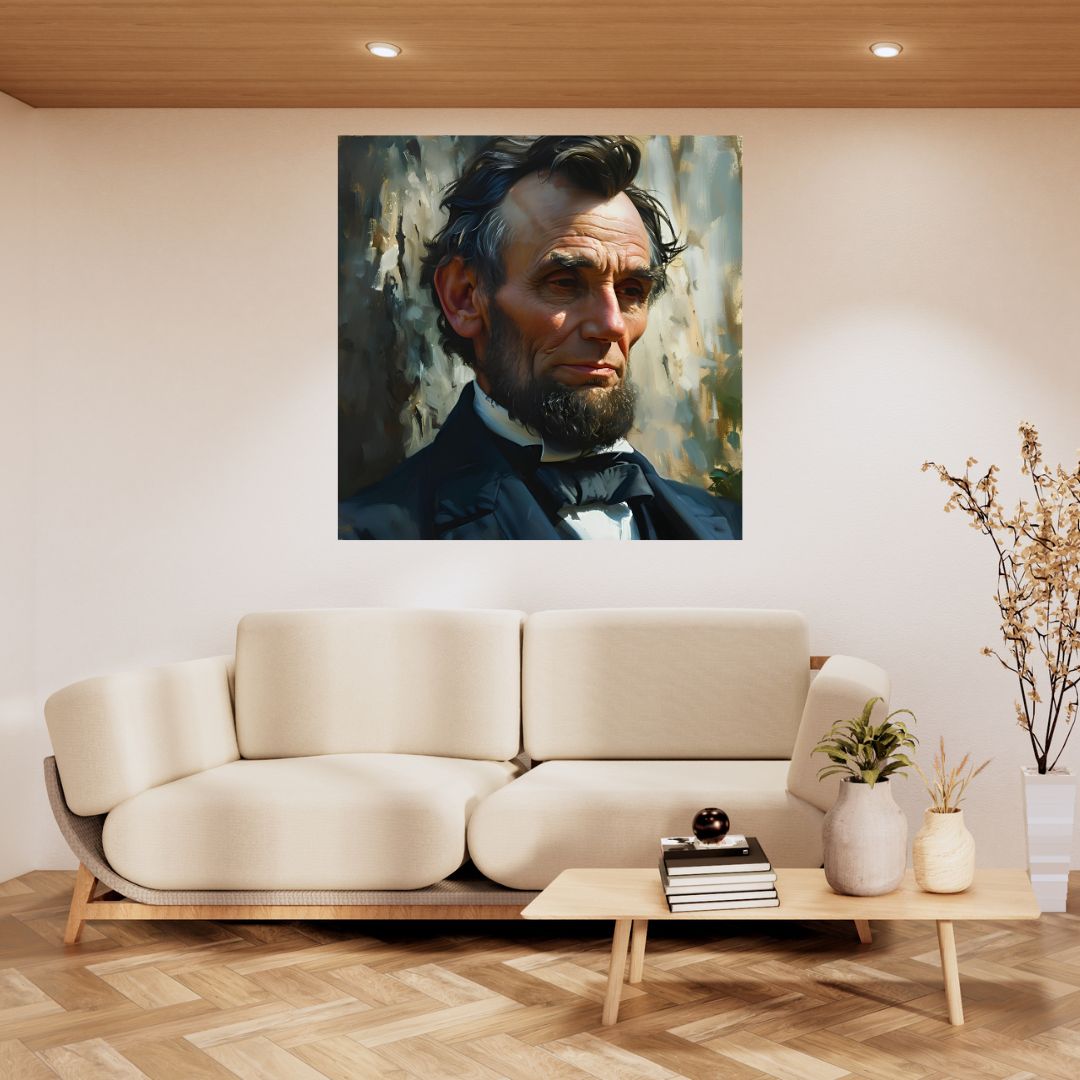 Poster Tableau Abraham Lincoln Effet Peinture - Décoration Murale Historique