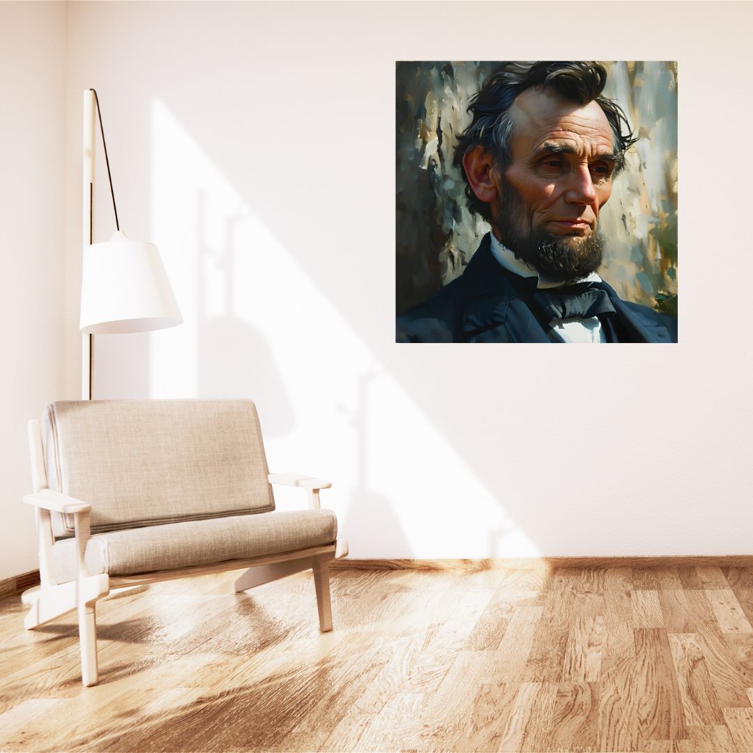 Poster Tableau Abraham Lincoln Effet Peinture - Décoration Murale Historique