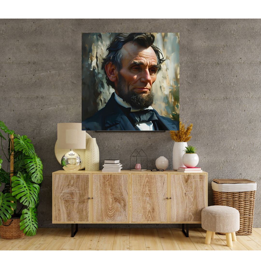 Poster Tableau Abraham Lincoln Effet Peinture - Décoration Murale Historique