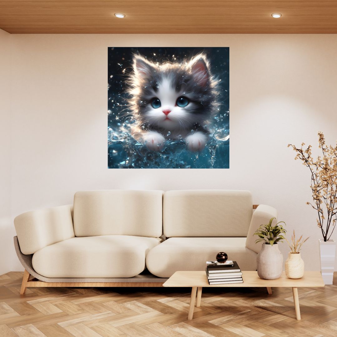 Poster Tableau Chaton Mignon - Décoration Murale Adorable pour Chambre ou Salon