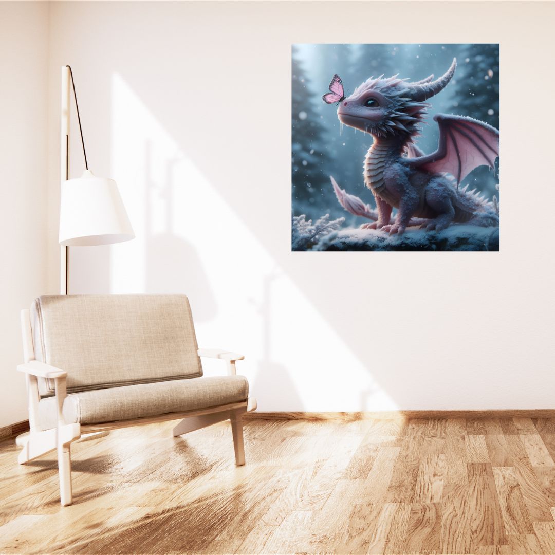 Póster original del dragón bebé de invierno - Póster de decoración de pared único 