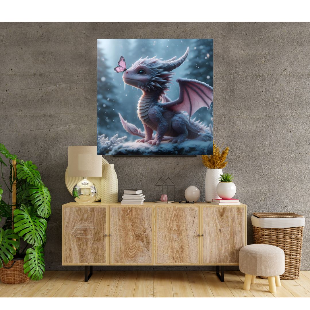 Póster original del dragón bebé de invierno - Póster de decoración de pared único 