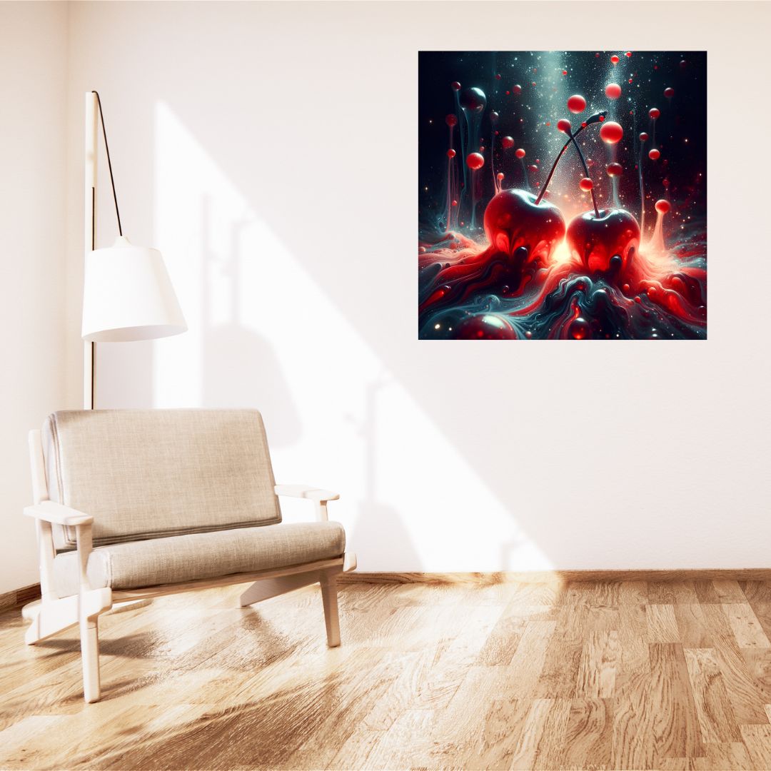 Dynamic Cherry Explosion Poster - Vibrant Wall Decor