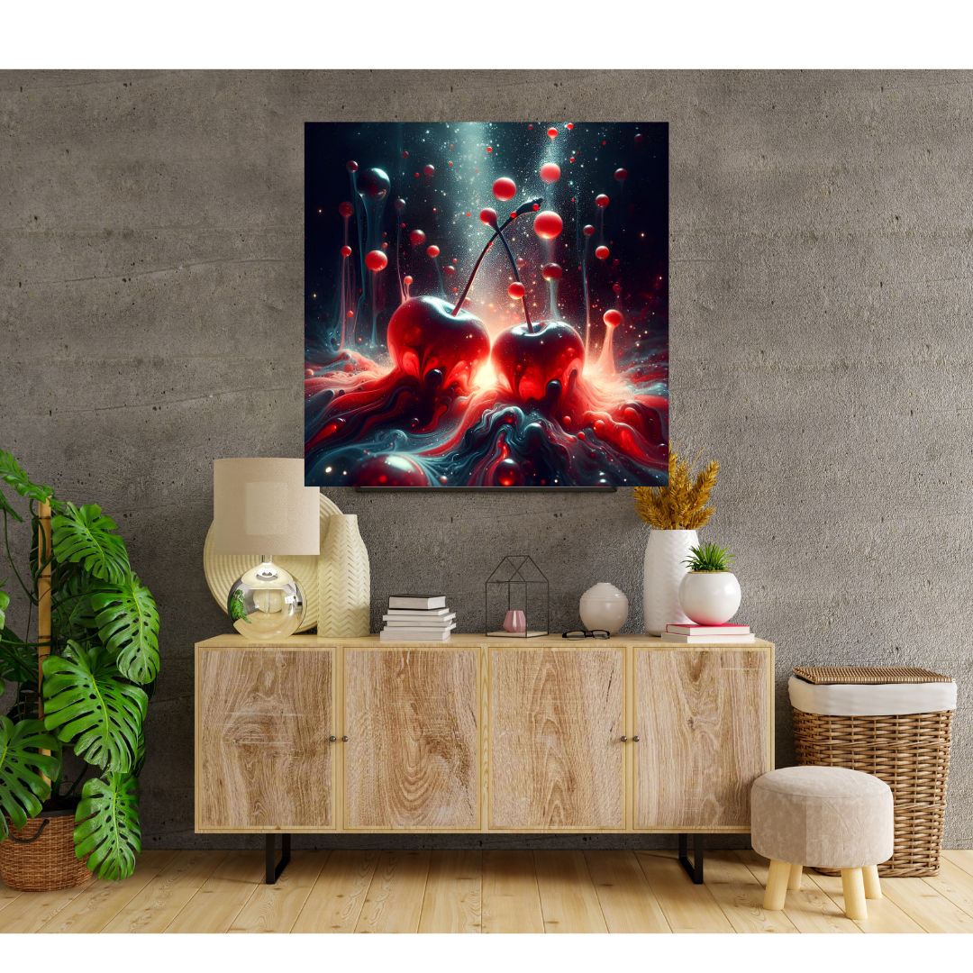 Dynamic Cherry Explosion Poster - Vibrant Wall Decor