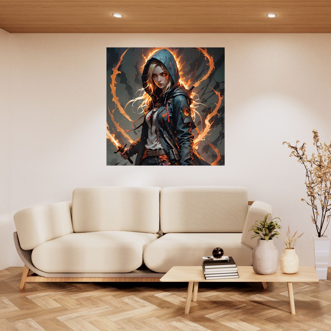 Póster Cazador de Fuego - Decoración de pared de fantasía 