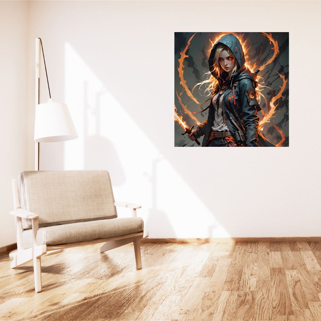 Póster Cazador de Fuego - Decoración de pared de fantasía 