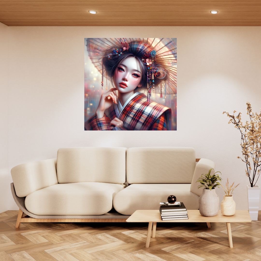 Póster decorativo en lienzo de mujer japonesa - Póster decorativo asiático