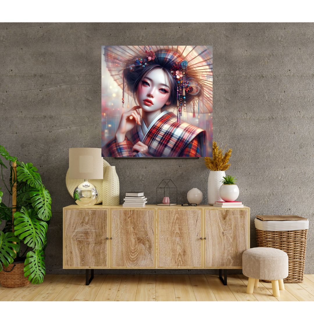 Póster decorativo en lienzo de mujer japonesa - Póster decorativo asiático